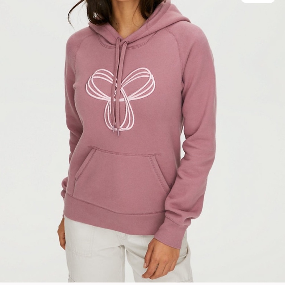 Aritzia TNA Baltic Hoodie Sweatshirt in Pink with white Logo, Size XS, Cozy!